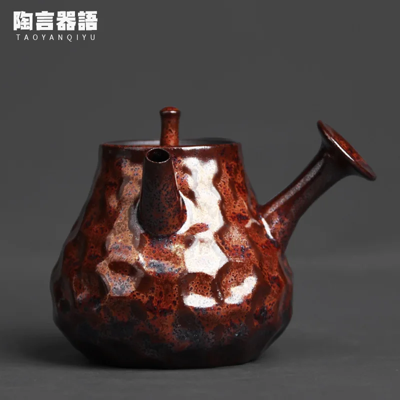 

Jingdezhen Japanese-style handmade pottery side handle teapot kiln retro pottery personality single tea room tea maker single po