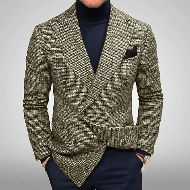 Мужской Повседневный шерстяной костюм, деловой пиджак в европейском и американском стиле, однорядный, с двумя пуговицами, в клетку, Размер ... от AliExpress RU&CIS NEW