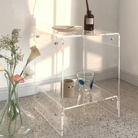 simple double layer coffee table ins acrylic transparent bedside table side table small household tea cabinet