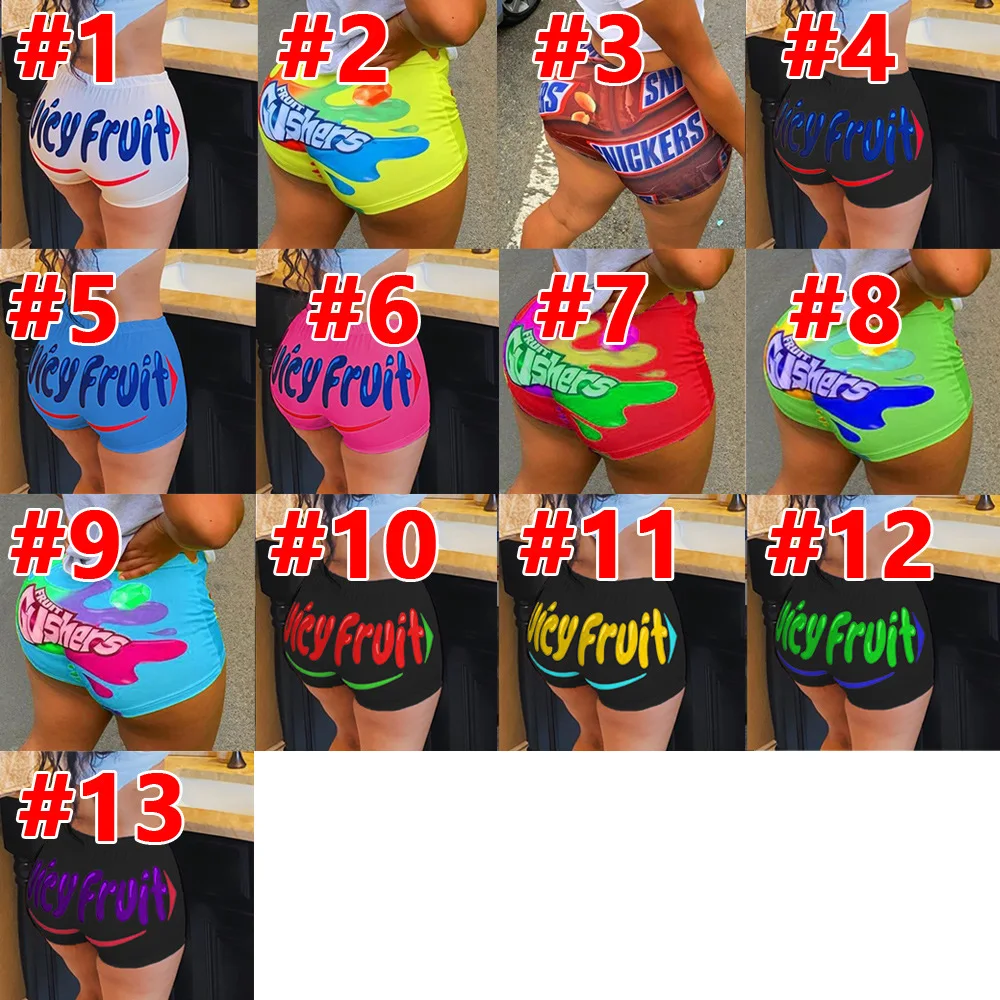 Shorts Women Mini Fitness Push Up Sexy Club Party Short Yoga Pants juicy fruit Print Summer booty Shorts