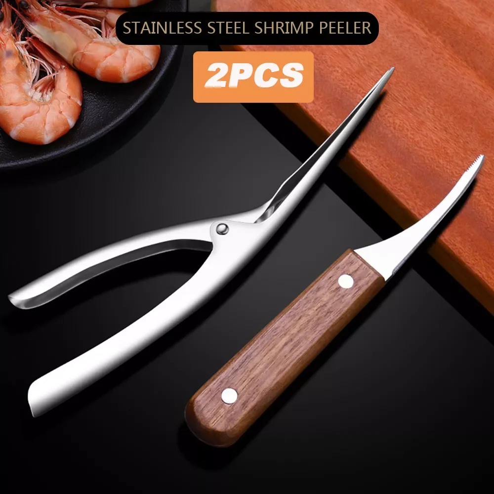 

Seafood Tools Stainless Steel Shrimp Stripper Shrimp Line Cutter Shrimps Lobster Line Shell Clean Knifes Kitchen Tool Accessorie