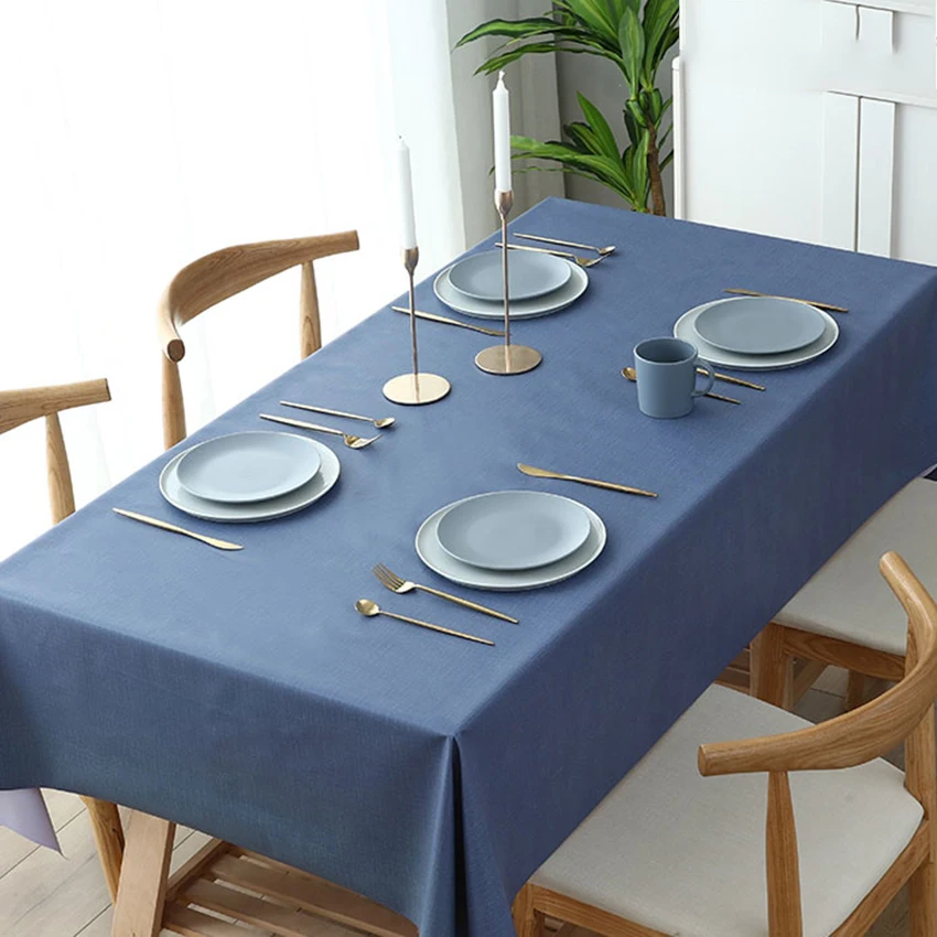 

PVC Table Cloth Waterproof Oilproof Rectangular for Dining Room Solid Color Tablecloth Disposable Table cloth for Kitchen