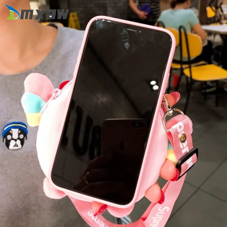 Симпатичный меховой кошелек с единорогом для Xiaomi Redmi Note 10 11 11e Pro Max 11S K40 Mi Poco M3 F3