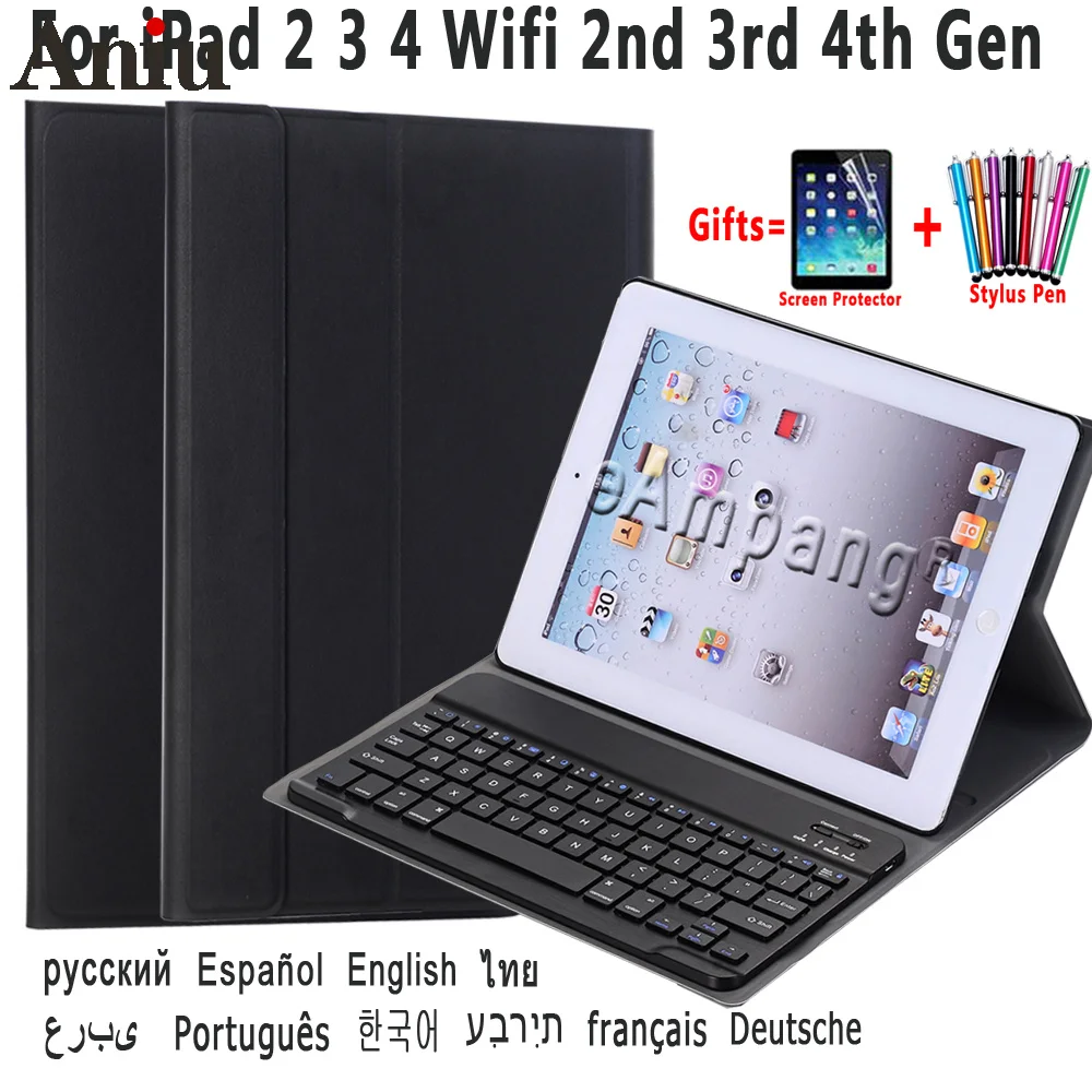 

Для iPad 2, 3, 4 Wifi 2-е 3-е 4-е Поколение 9,7 A1460 A1430 A1395 чехол с клавиатурой Съемный беспроводной Чехол из искусственной кожи