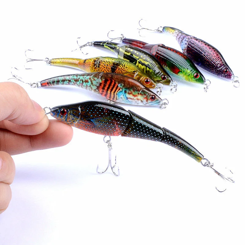 

ARDEA Multi Joint Swim Bait 3 Sections Fishing Lure 1pcs 95mm8.9g Painted Bionic VIB 3D Eyes Minnow Wobblers Crankbait With Hook