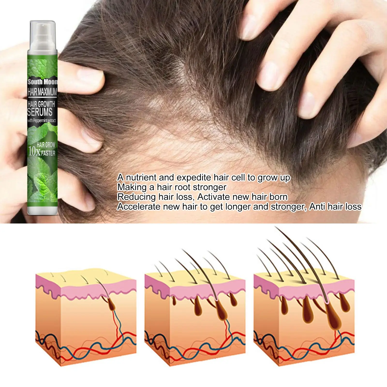 

Спрей для роста волос с экстрактом мяты перечной, 10/30 мл