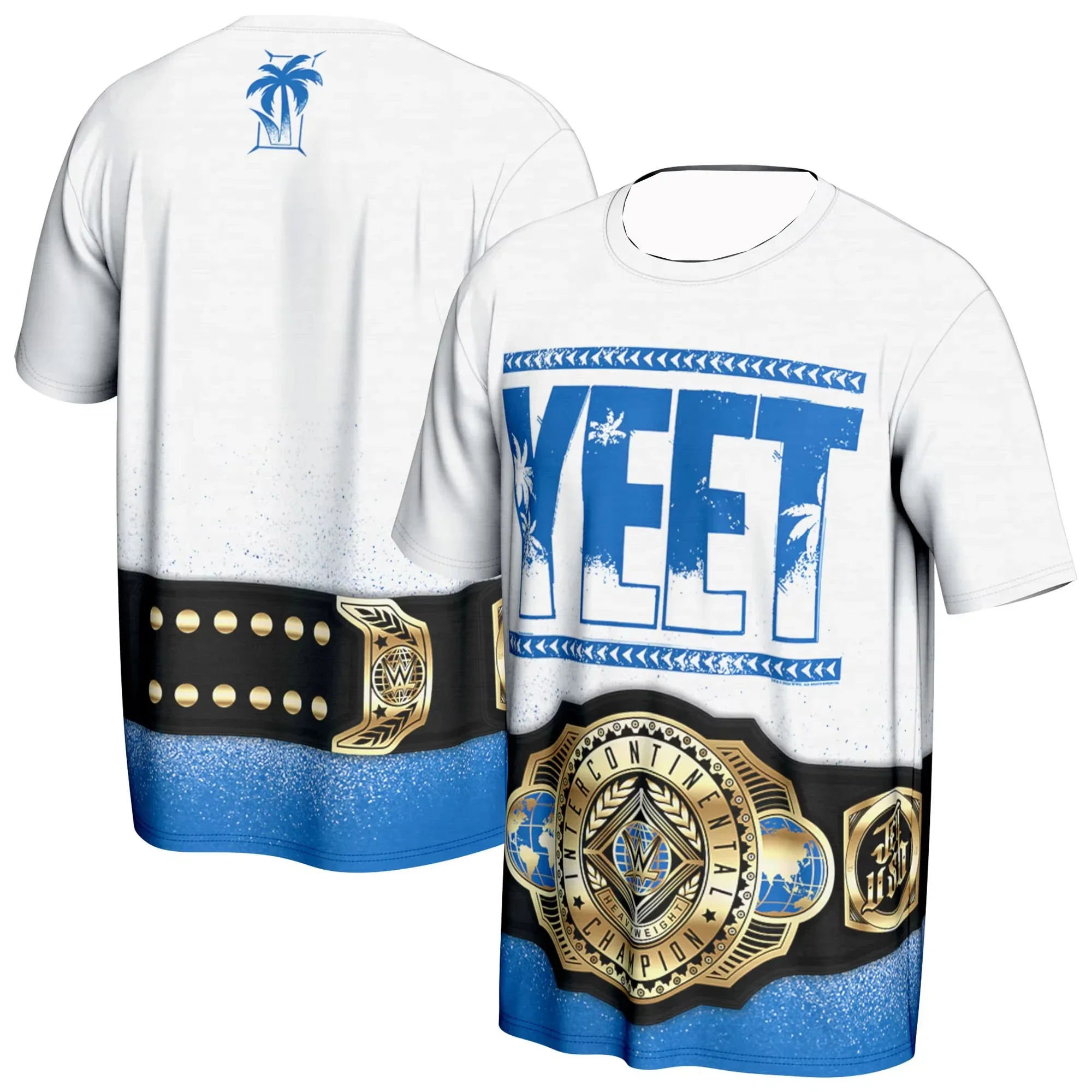 Лето 2022 новая синяя футболка Jay Uso Intercontinental Championship Yeet спортивная для борьбы с
