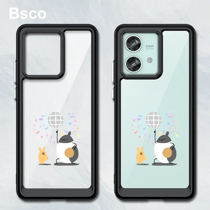 

Симпатичный стиль прозрачный жесткий акриловый чехол для телефона Motorola Edge 40 Neo 5G Противоударная задняя крышка