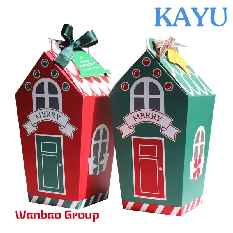 New Christmas House Shape Candy Boxes Christmas Gift Box Cookie Packaging box