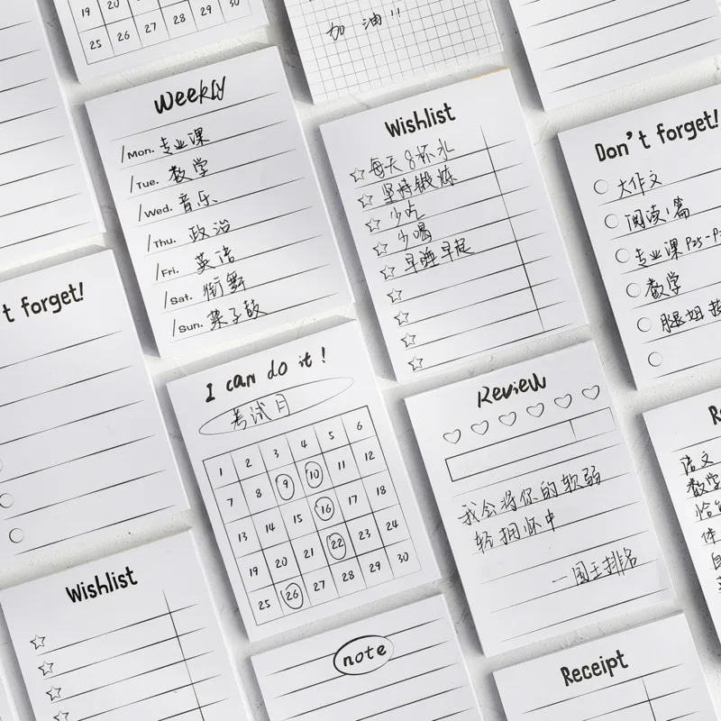

Ins Simple Style Grid Memo Pad Message Paper Student Learning Plan Mini Notepad Wishlist Receipt 50 Sheets School Stationery