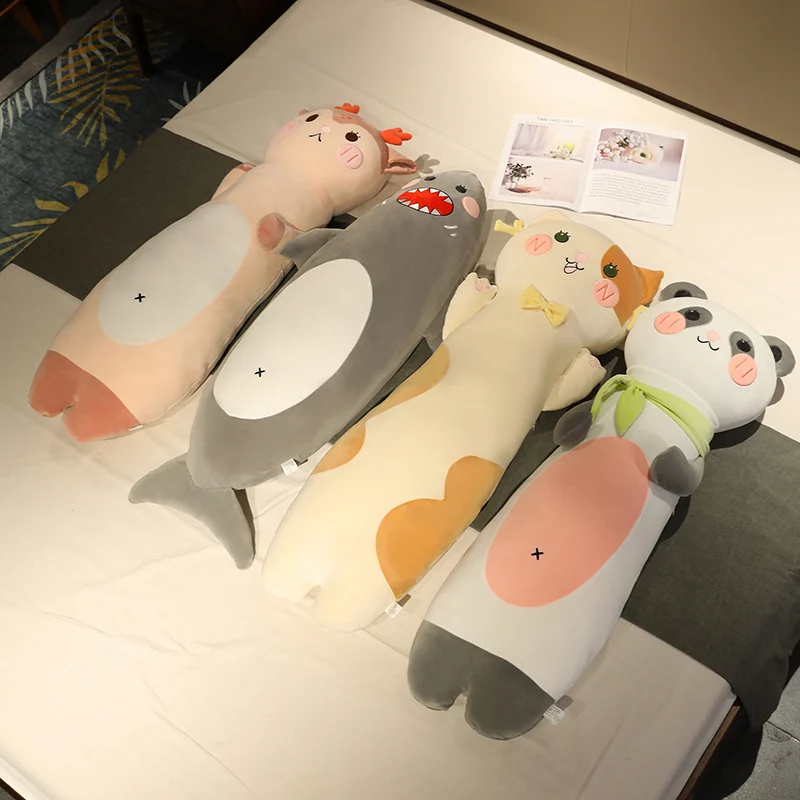 

Long Giant 100cm Soft Stuffed Animals Deer&Panda&Cat&Shark Dolls Cartoon Sleep Huggable Toys Pillow Baby Kids Appease Cushion