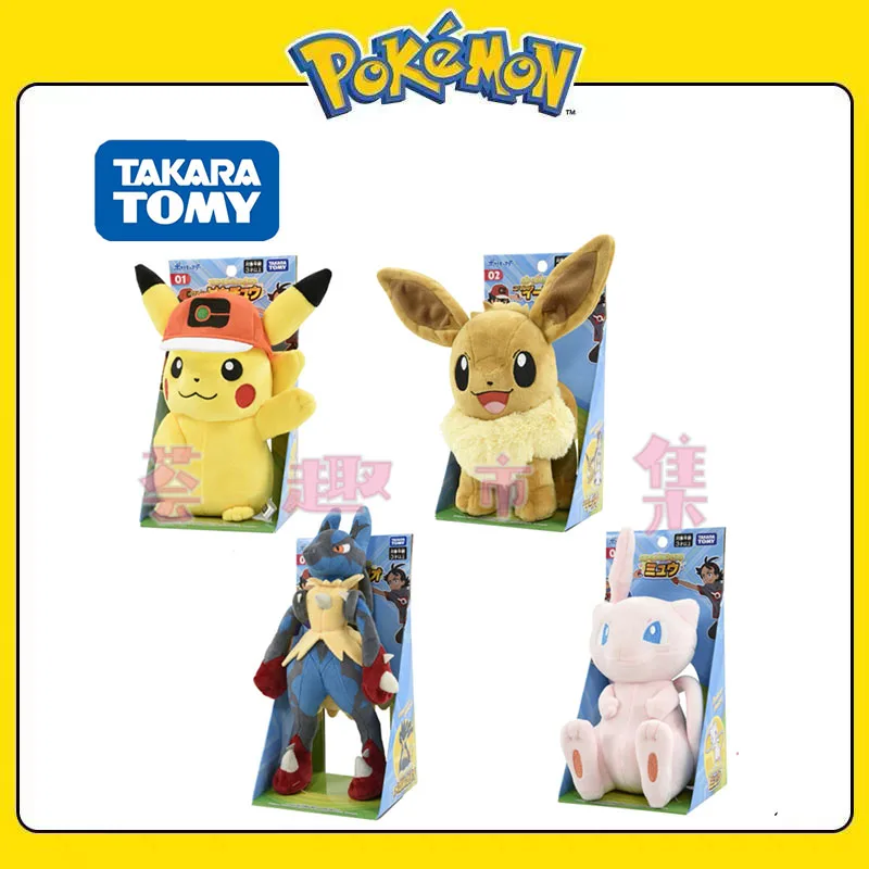

TAKARA TOMY Pokemon Lucario Mew Pikachu Eevee аниме мультяшная Кукла Мягкие плюшевые игрушки для детей на день рождения Рождественские подарки 23 см