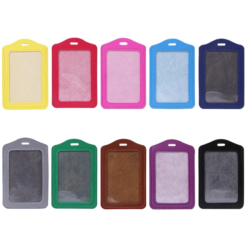 

10 Colors ID Window Business Work Card Holder Leather for CASE Badge Vertical Ty