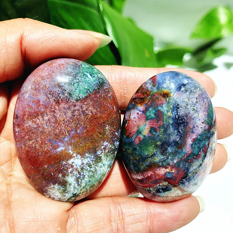 

Natural Stone Beautiful OceanJasper Palm Stone Spirit Meditation Feng Shui Exorcism Crystal Home Decoration