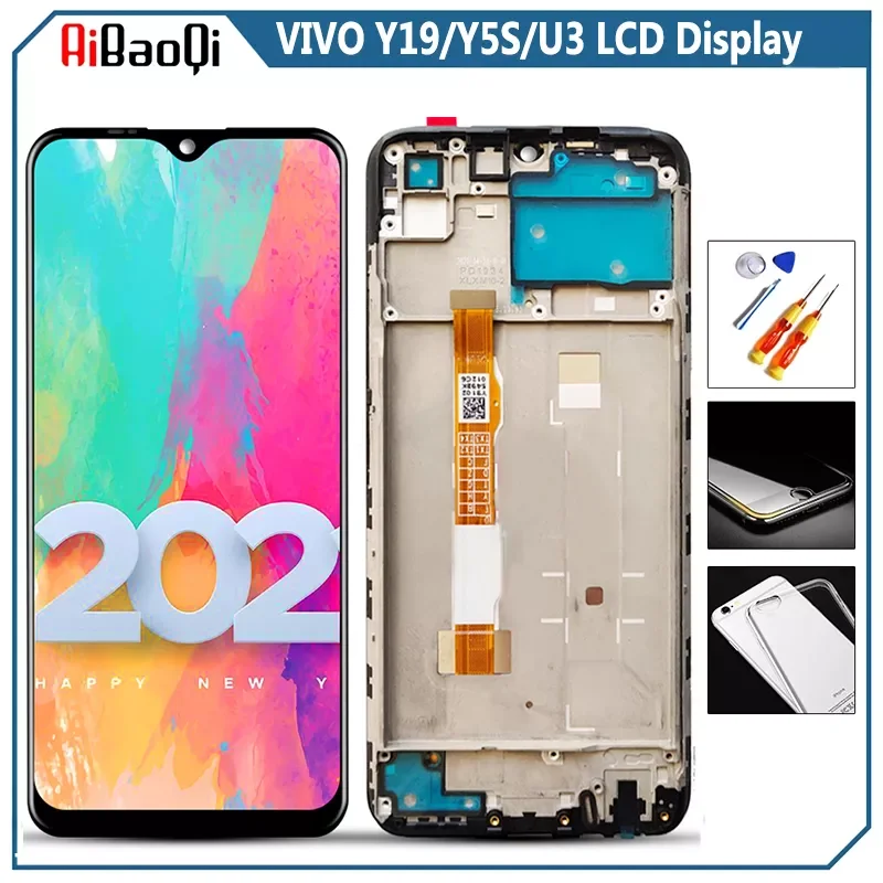 

Оригинальный ЖК-дисплей для VIVO Y19 2019, сенсорный экран, дигитайзер в сборе для 6,53 дюймов VIVO Y5S 2019/U3 с заменой рамки