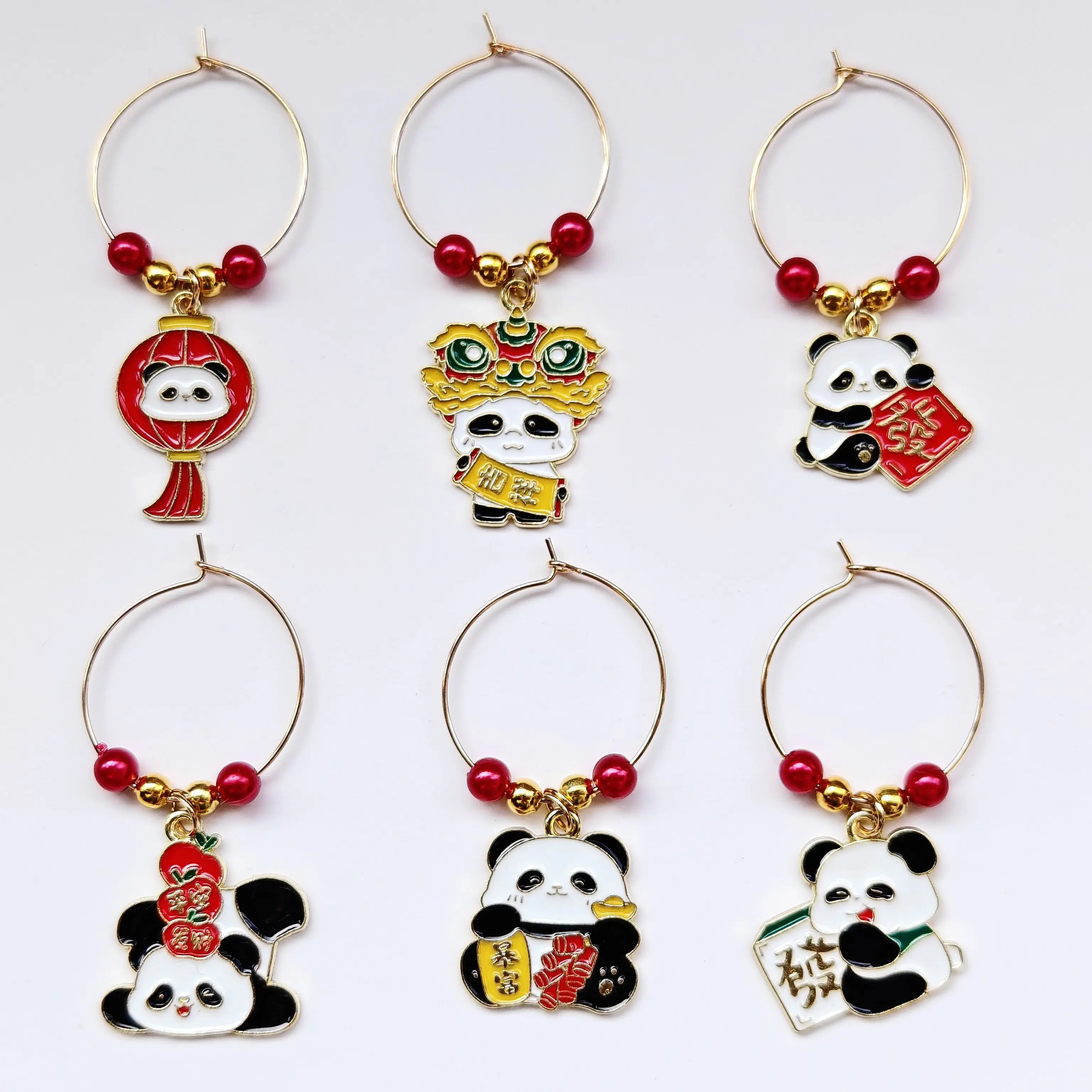 12 шт. новые подвески для вина китайский стиль панда маркеры бокалов лунный Новый