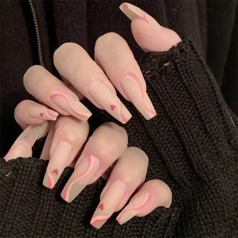 

JP3091-B1 Matte Swirl ногти телесного цвета Установите нажать на
