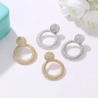 2022 new frosted geometric stud earrings for women wind exaggerated retro round temperament versatile earrings jewelry