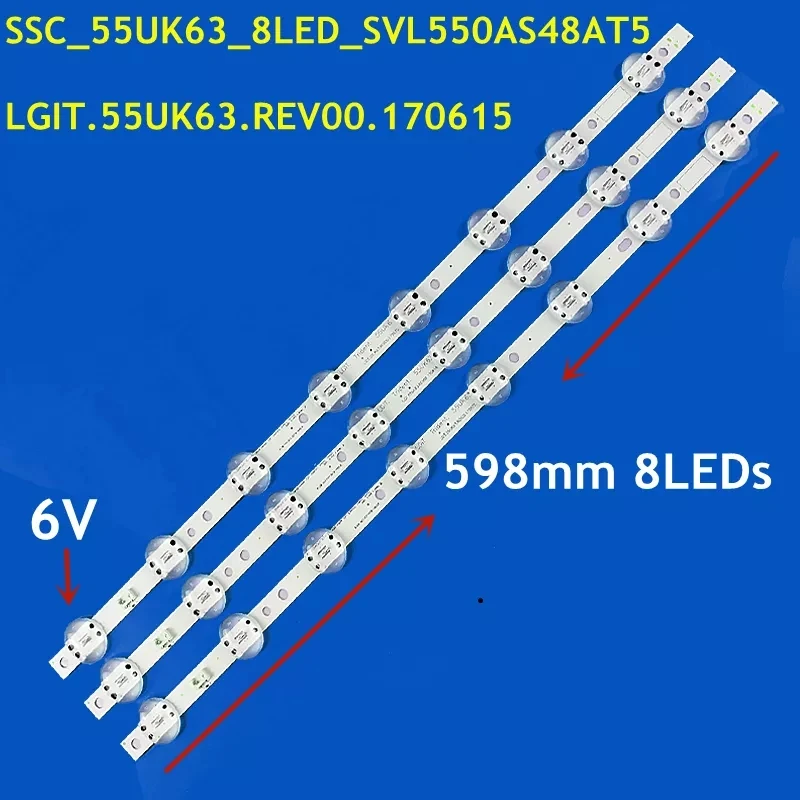 

3 PCS/lot LED Strip SC_TRIDENT_55UK63_S SVL550AS48AT5 for 55UK6360PSF 55UK6470PLC 55uk6200pue 55UK6300 55UK6320 5563CKECA
