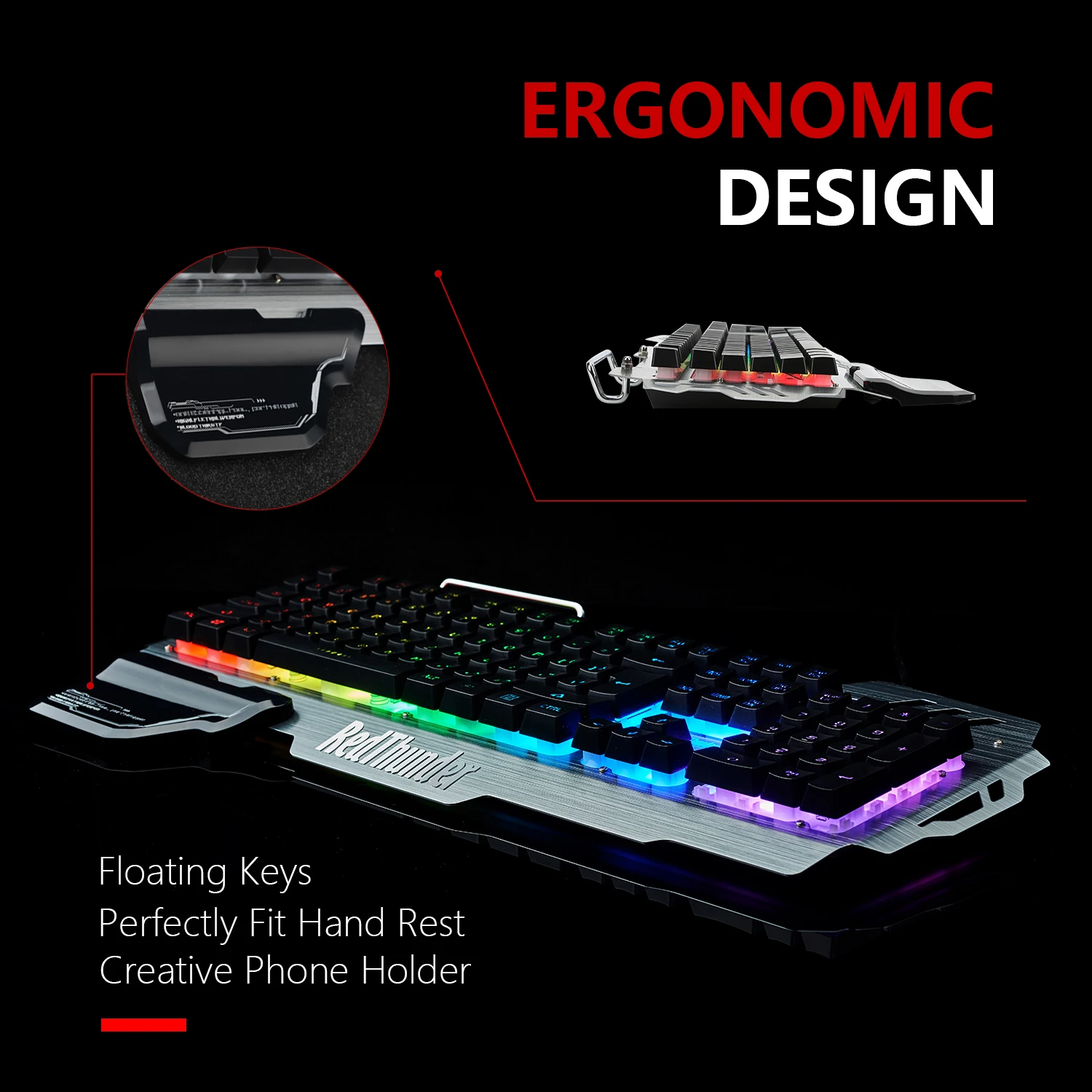 Комбинированная игровая клавиатура и мышь RedThunder K900 с RGB-подсветкой металлическая