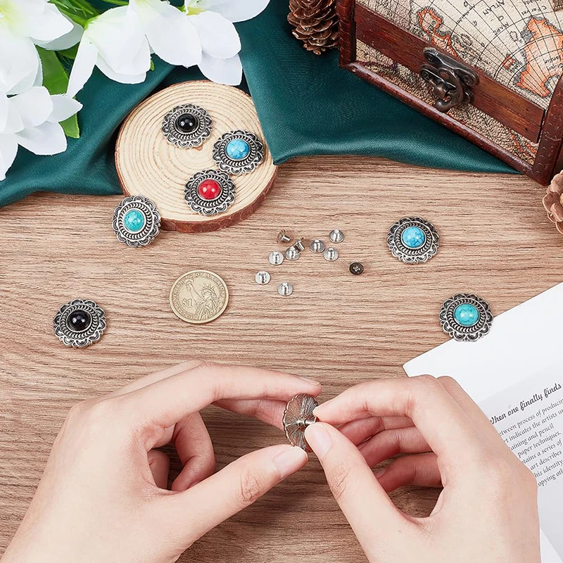 5 комплектов 24 - мм моллюсков DIY кожевенный процесс кнопка декоративный бирюза