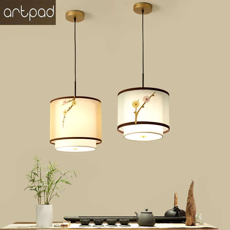 

Oriental Chinese Style Pendant Lights E27 Retro Cloth Lantern Hanging Light Fixtures Classical Lamps With Bulb Indoor Lighting