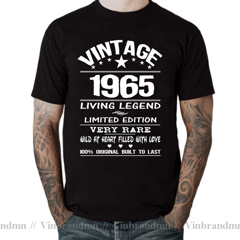 VIintage Living Legend 1965 T Shirts Men Born in Limited Edition T-Shirt 100% Original Built to Last Made Tee Shirt