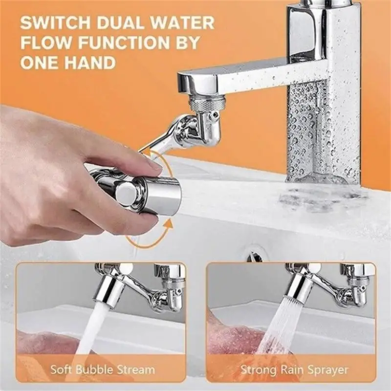 

Universal 1080° Rotatable Extender Faucet Aerator Plastic Splash Filter Kitchen Washbasin Faucets Bubbler Nozzle Robotic Arm