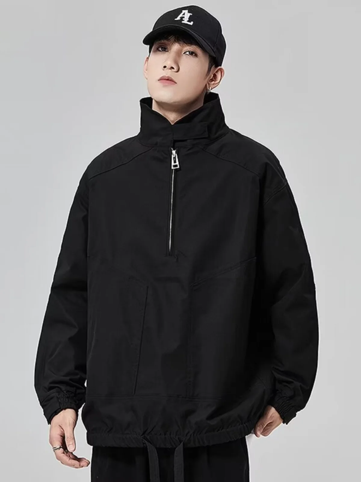 Весенне-осенне-зимняя американская винтажная полузастежка-молния карго-топ