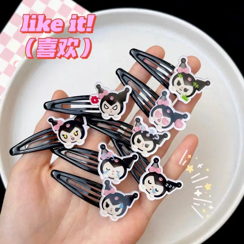 

Зажим для волос Kawaii Sanrioed Kuromi с героями мультфильмов, симпатичный Bb зажим, Сумка с эмоциями, зажим для волос, школьная челка, морской зажим, ак...