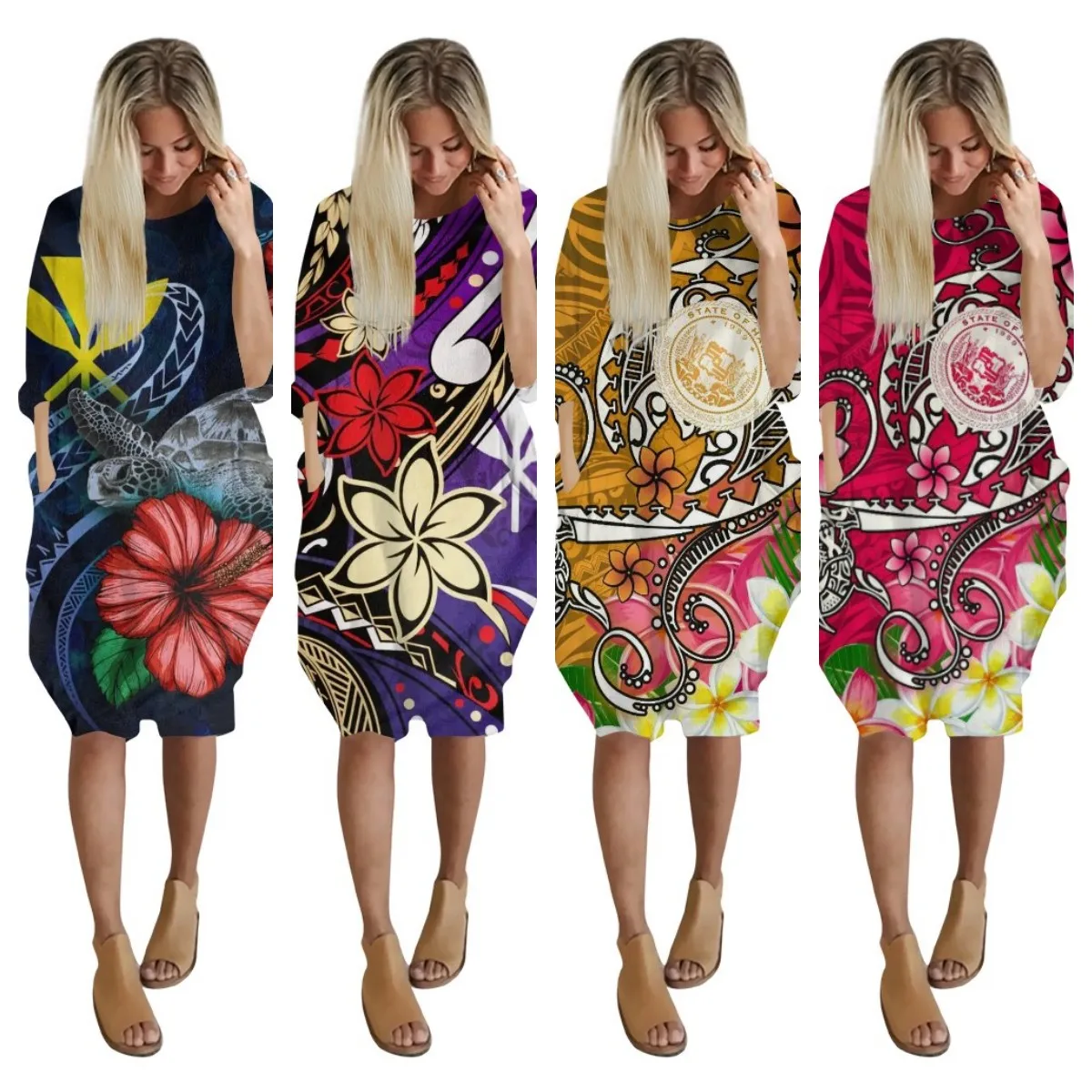 

Autumn round neck women's top 3D painted high-definition printed dress temperament fashion long sleeved round neck dress top