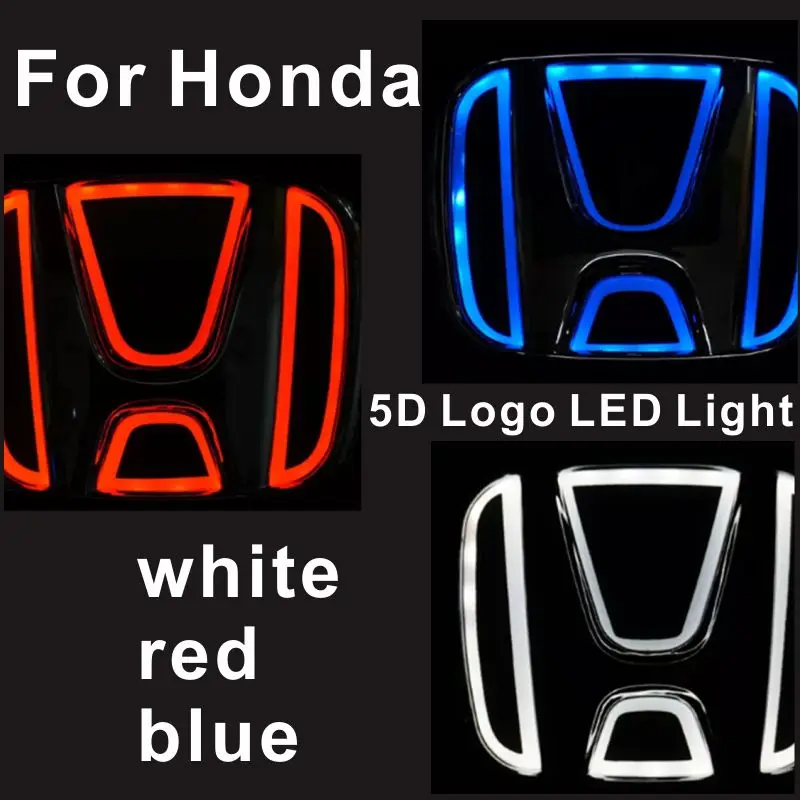 

1pcs 5D LOGO Car Front Grille Trunk Logo LED Light Retrofit Lamp For Honda 2008-2012 Fit CRV Odyssey Accord Civic Auto Parts