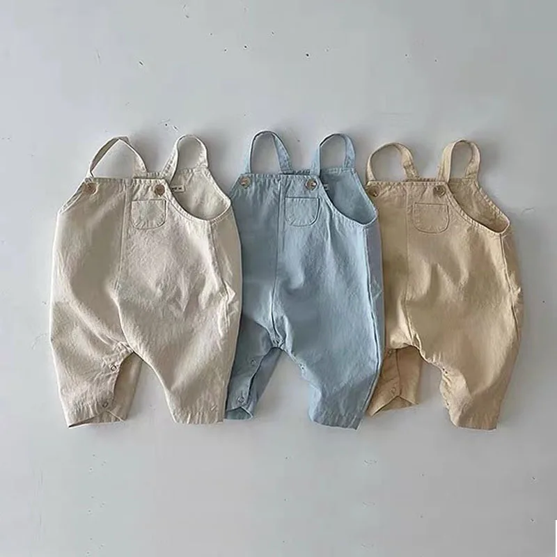 

Newborn Baby Girl Summer Fashion Cute Small Pocket Solid Bib Shorts Toddler Boy Comfortable Breathable Thin Cotton Sling Shorts
