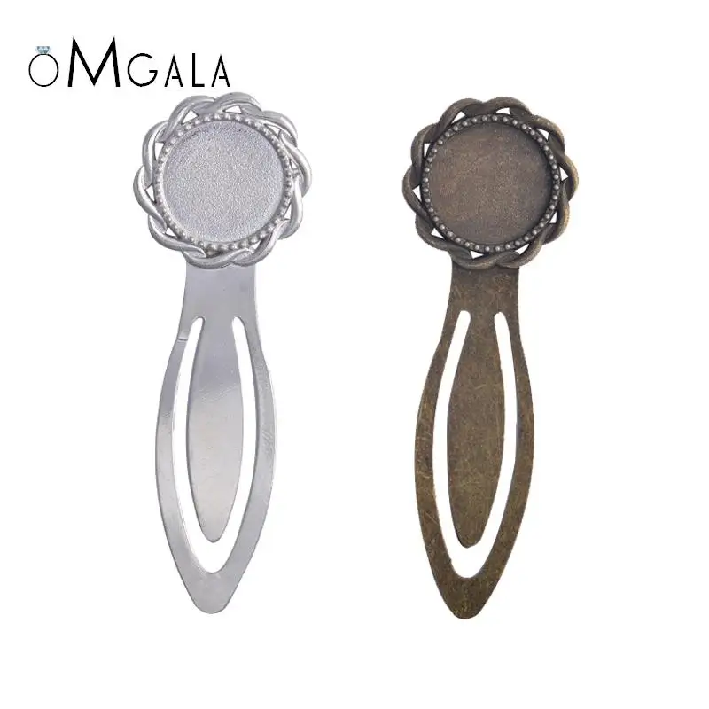 

Fashion 2pcs 18mm Inner Size Antique Silver Plated Bronze Simple Style Handmade Bookmark Cabochon Base Cameo Setting
