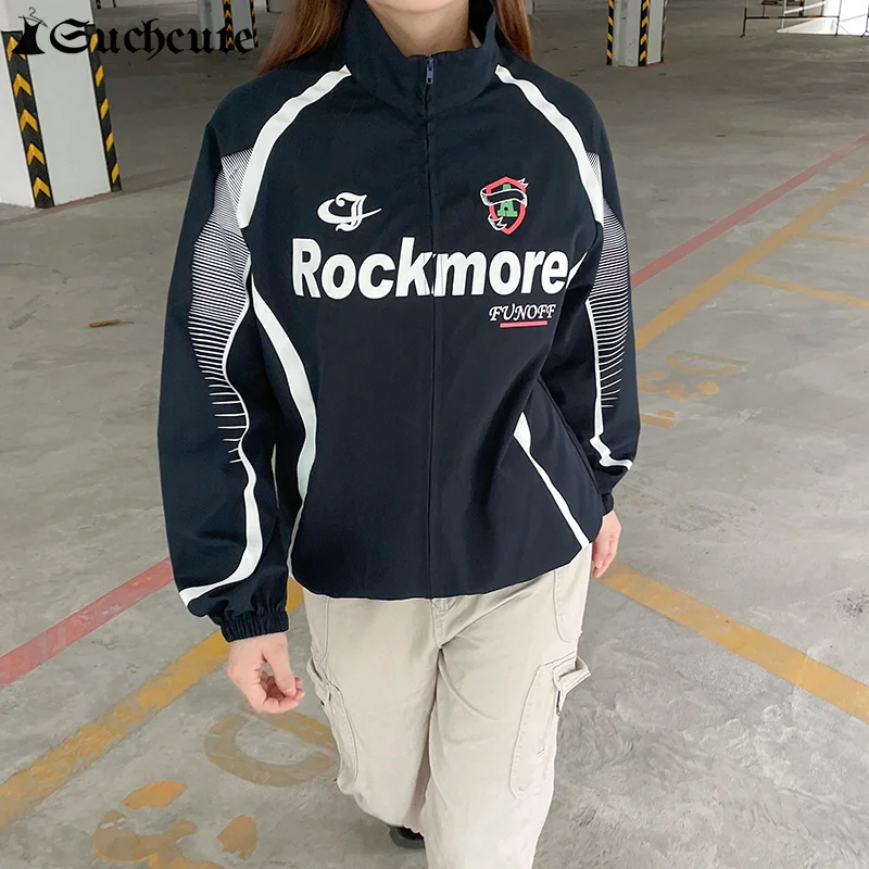 SUCHCUTE мотоциклетные негабаритные университетские куртки на молнии гоночные