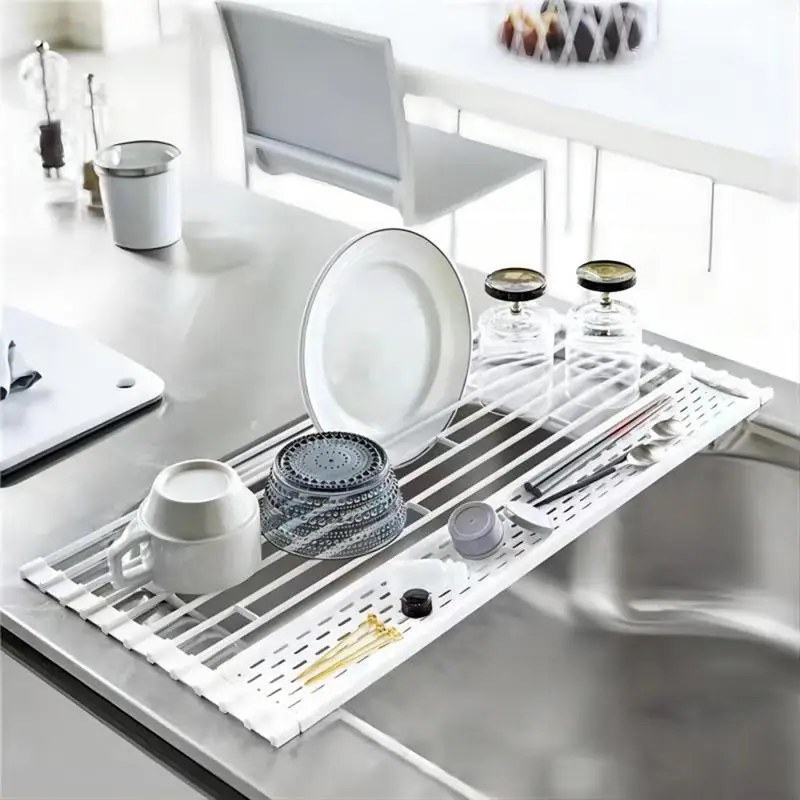 

Foldable Dish Drying Rack Multipurpose Over The Sink Cups Fruits Vegetables Draining Tray Kitchen Sink Drainer Organizer Tray