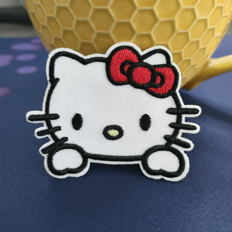 Cartoon Sanrio Hello Kitty  Embroidery Patch For Kids Clothes Stickers Shirt Badges Accessories Clothing Diy Embroidery Patch