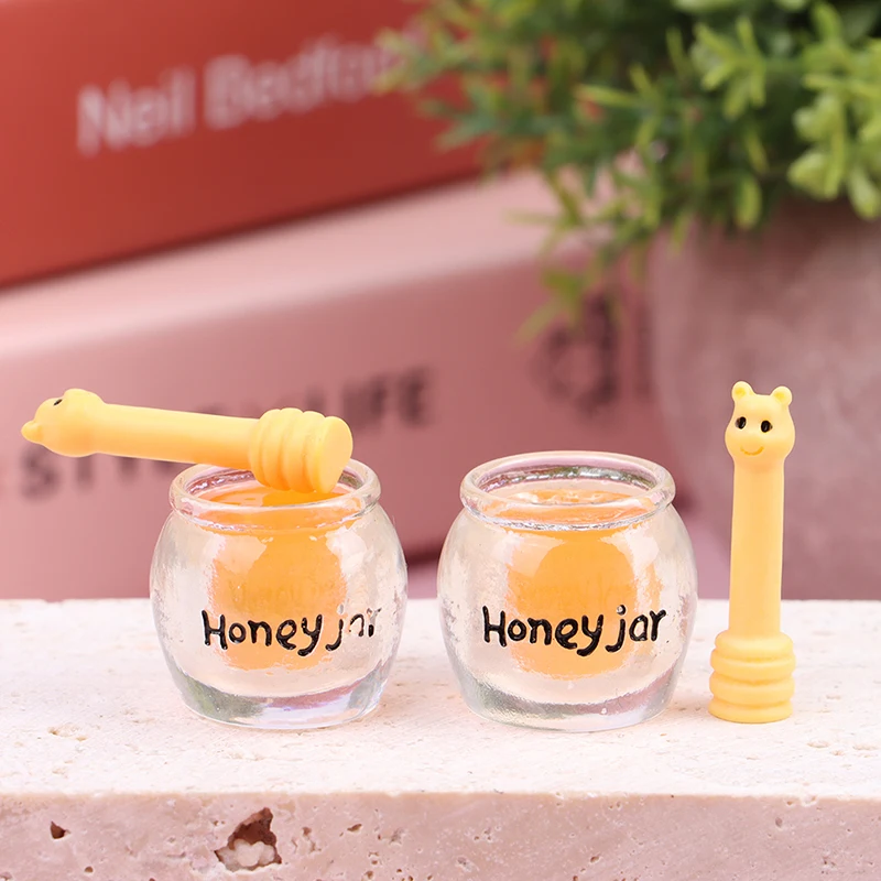 

2Set Dollhouse Miniature Simulation Honey Stick Jar Model Furniture DIY Accessories Toy Decoration