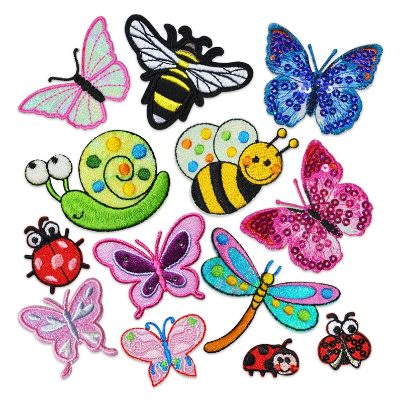 

50pcs/Lot Fun Luxury Embroidery Patch Butterfly Insect Bee Ladybug Snail Dragonfly Shirt Clothing Decoration Craft Diy Applique