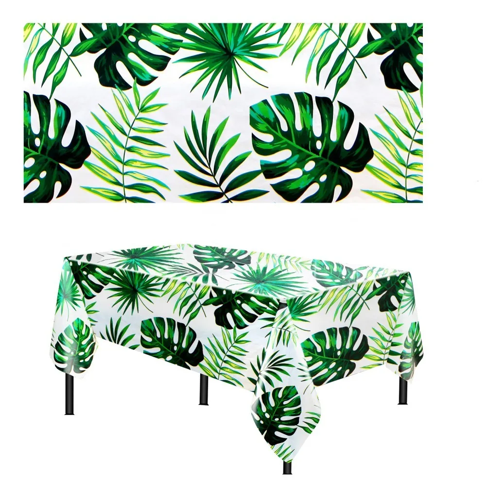 

Tropical Palm Leaves Disposable Tablecloth Cover Hawaiian Luau Safari Jungle Birthday Party Decorations Wedding Home Table Decor