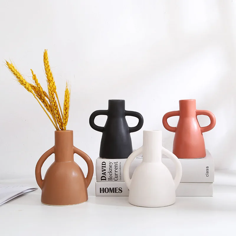 

Nordic Ceramic Dried Flower Small Vase Morandi Home Decorations Ornaments Living Room TV Cabinet Desktop Flower Arrangement Vase