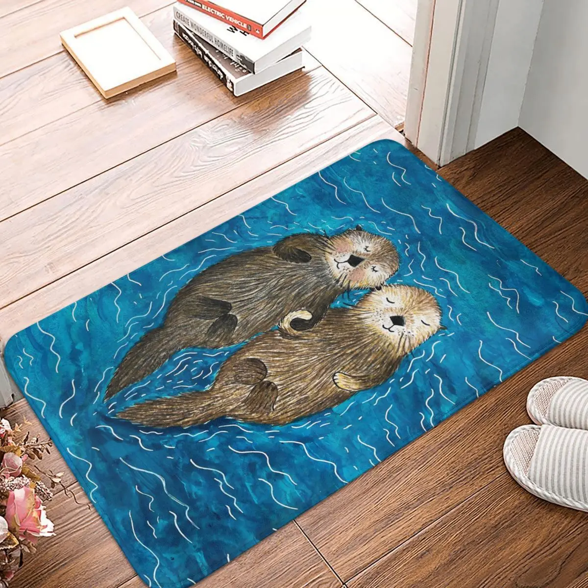 Non-Slip Carpet Otter CUTE SLEEP Doormat Living Room Bath Mat Welcome Decor Rug