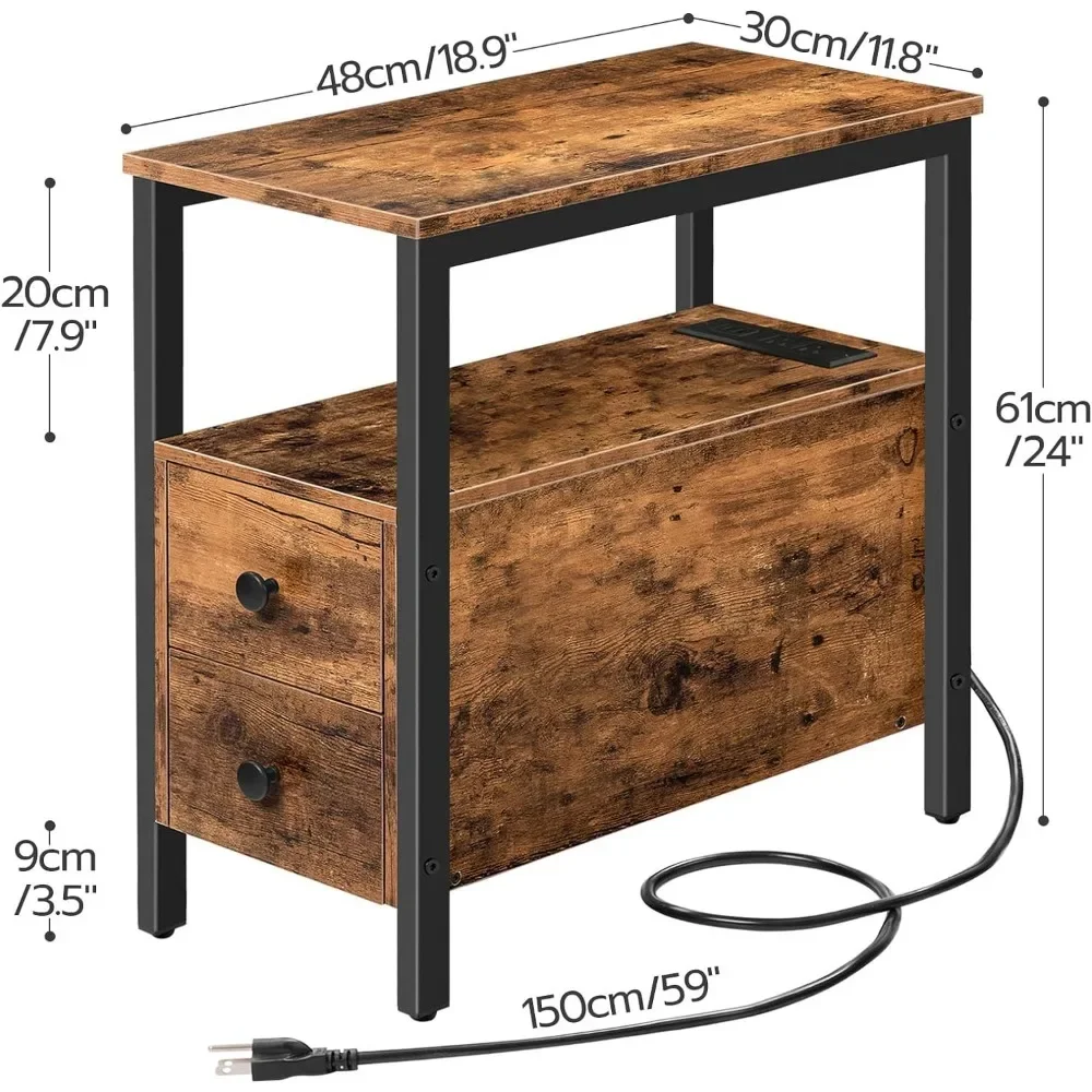 Прикроватный столик с 2 портами и зарядным устройством USB
