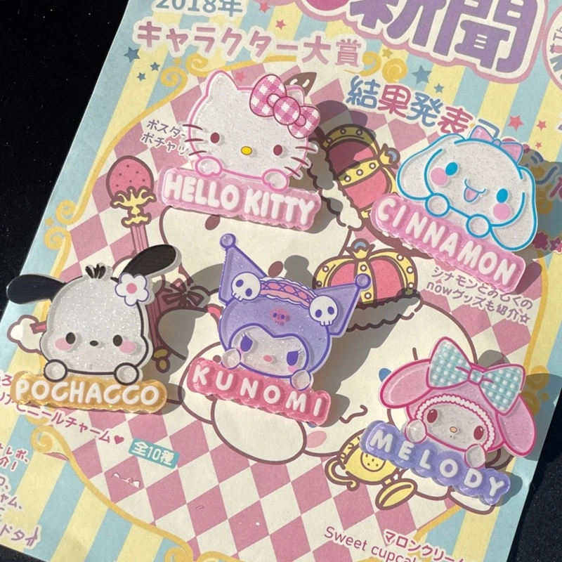 Новый набор заколок для волос Kuromi Hello Kitty Pacha Sanrio мультяшная моя мелодия коричная