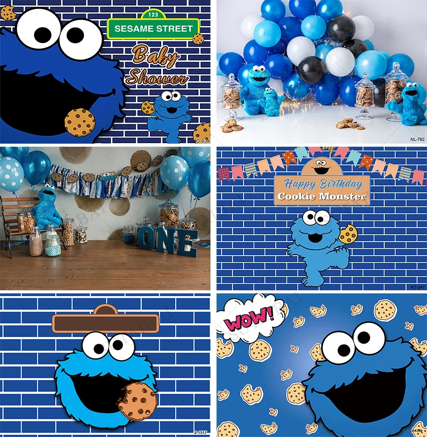 

Cookie Monsters Birthday Backdrop Sesame Street Theme Birthday Party Custom Banner Children Photo Background Decoration Prop