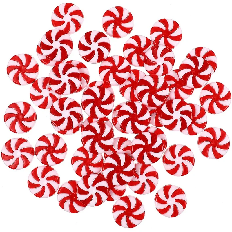 

50 шт. рождественские конфеты, тростник, рождественская елка, подвесные украшения из перечной мяты для праздничного украшения, праздничные сувениры 25 мм