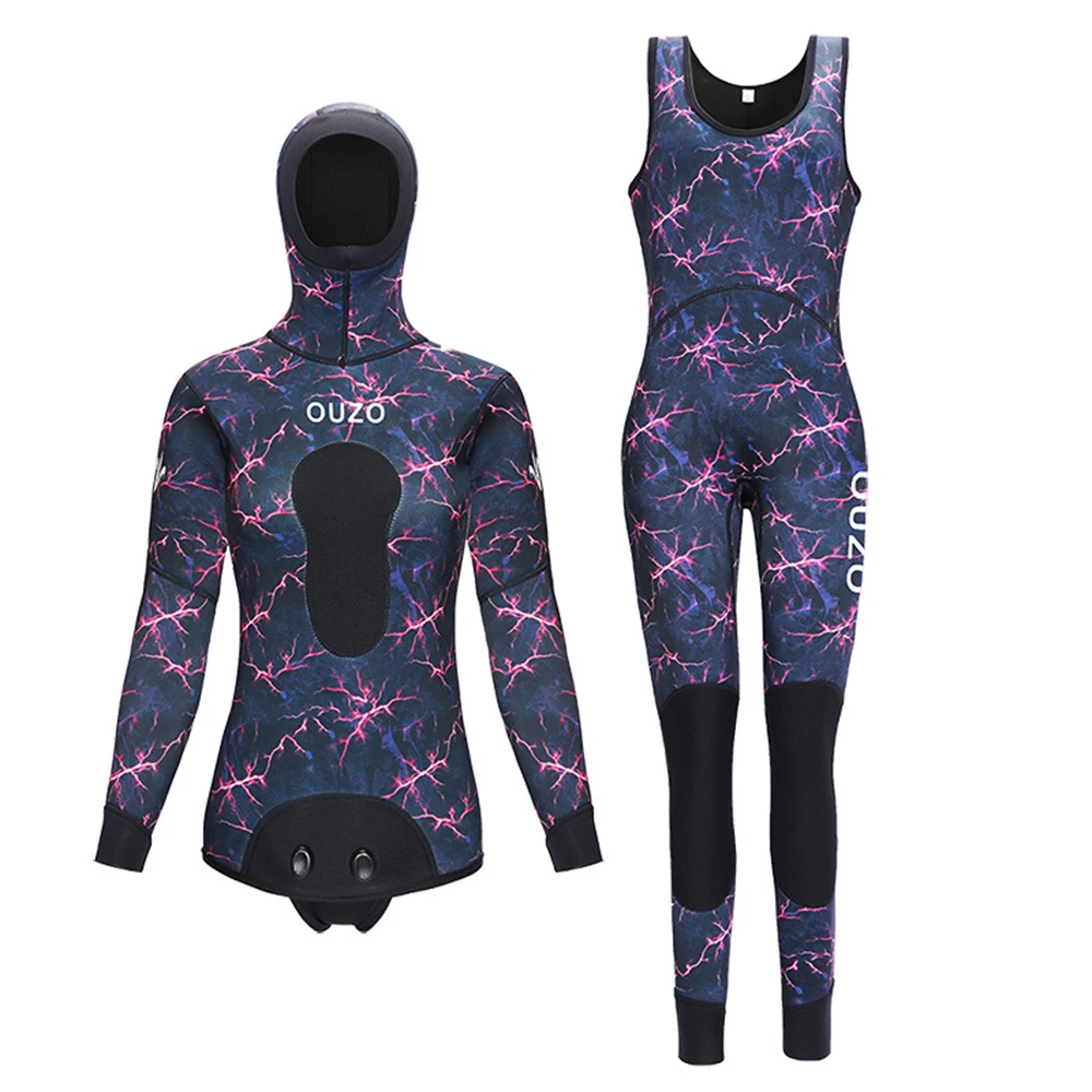 1.5MM Neoprene Camouflage Wetsuit Women's Split Wear-Resistant High-Elastic Underwater Hunting Fishing Hunting Surfing Wetsuit