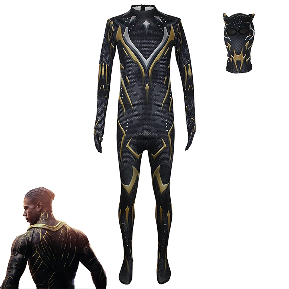 

Черный Косплей леопардовый комбинезон костюм из фильма ваканда супергерой аниме маска шури головной убор боди Хэллоуин для мужчин