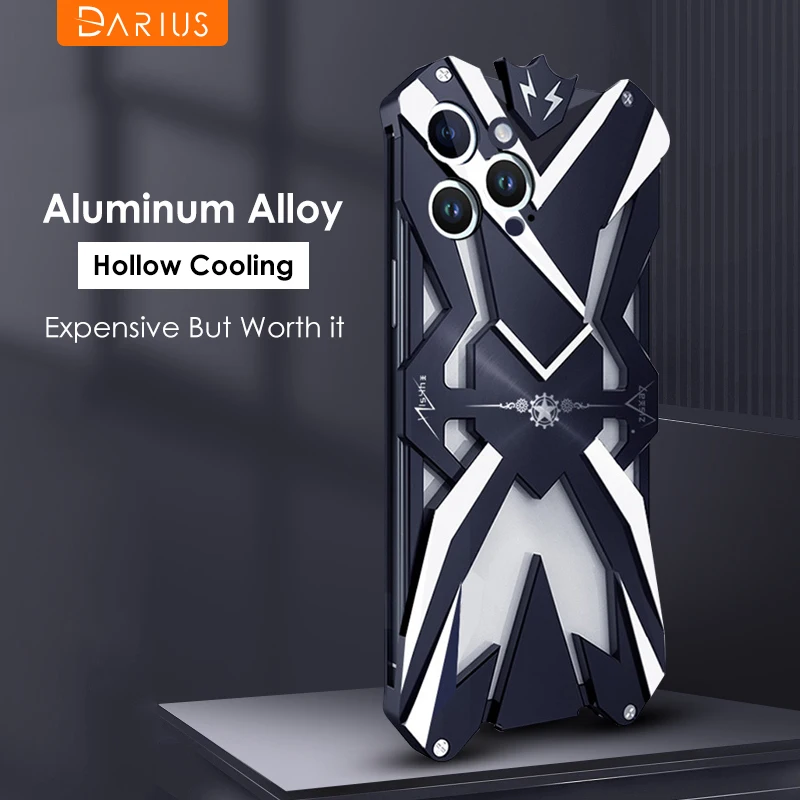 

Aluminum Alloy Shockproof Armor Cooling Hollow Phone Case For iPhone 14 12 13 Pro Max 14Plus Heat Dissipation Metal Mechanical