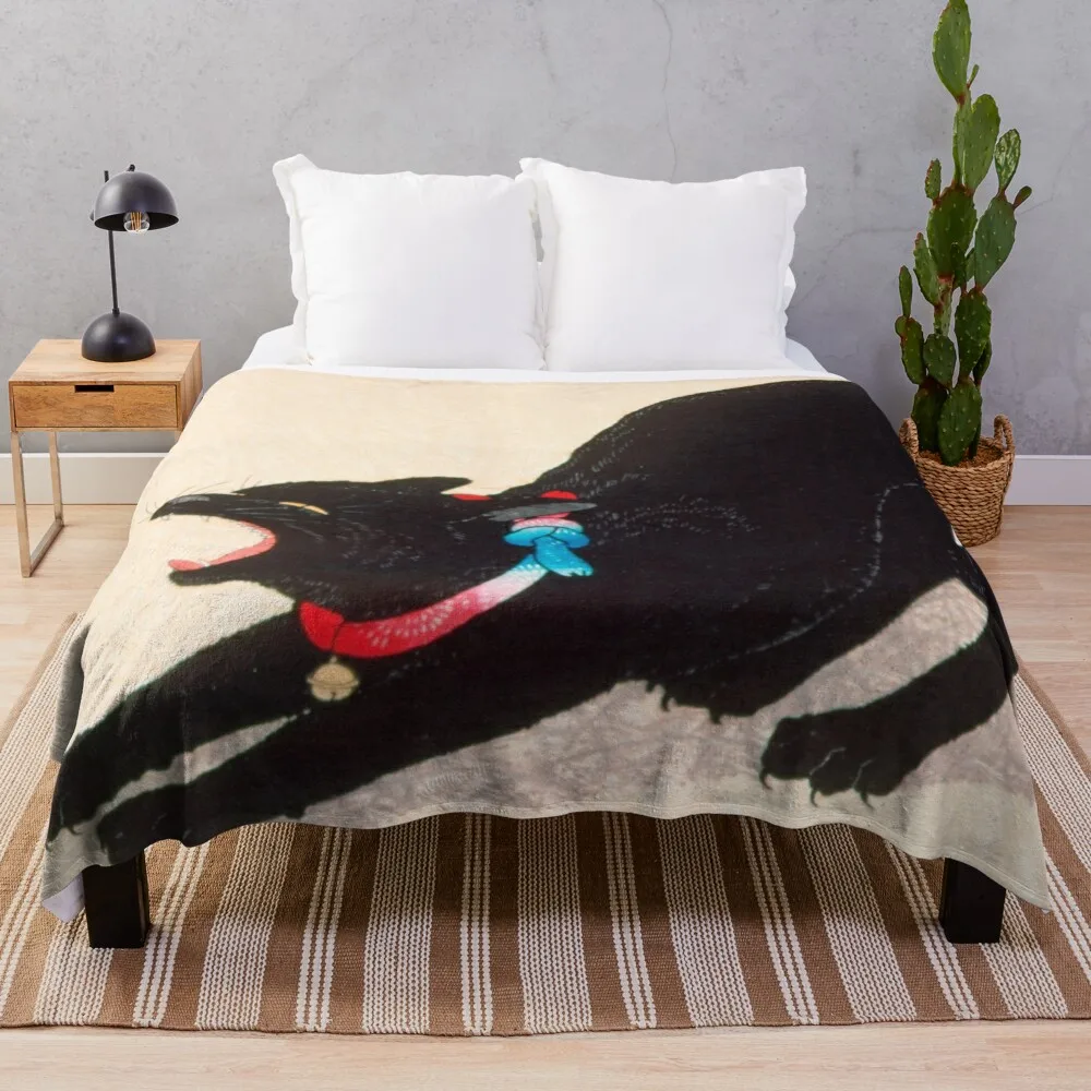 Одеяло Black Cat Hissing от Takahashi Shotei мягкие одеяла в клетку стиле манга